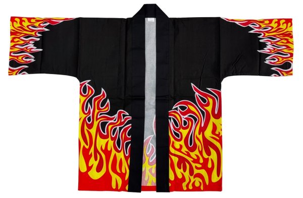 画像2: お祭り法被:半纏帯別売【炎】(赤系・黒系) (2)