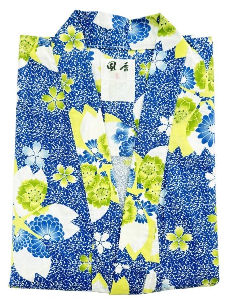 画像2: 【女性用柄】旅館用仕立て上がり人形袖浴衣 S・M・L・LL【夜桜】 (2)