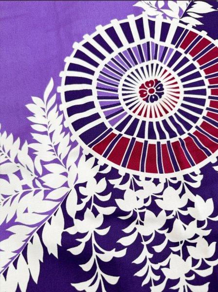 画像5: お祭り法被：半纏帯別売【蛇の目傘と藤】赤黒・紫・緑　s9314 s9315 s9316 (5)