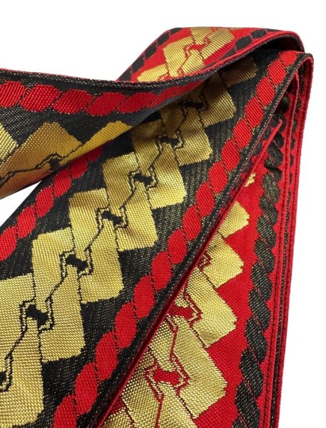 画像9: 金襴半纏帯(祭り法被腰紐)【左三つ巴・工字繋ぎ・青海波・吉原つなぎ・手綱】 61082 61083 61084 61085 (9)