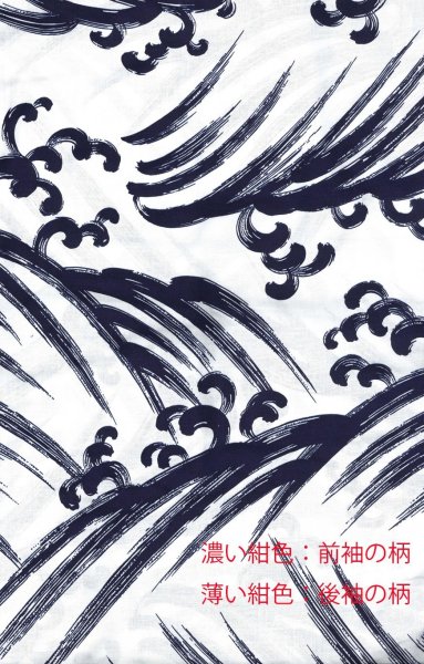 画像2: 【男女同柄】反物・仕立て上がり お揃い浴衣 男仕立M寸・男仕立L寸・女仕立【波】 (2)