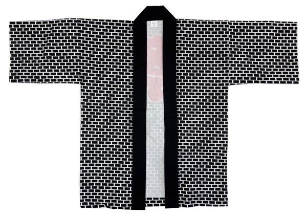 画像2: お祭り法被:半纏帯別売【レンガに祭】黒系 (2)