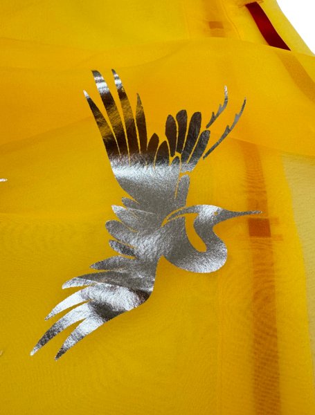 画像4: ポリエステル紗上衣【素袍（すおう）風踊り衣裳】箔加工 黄色 (4)