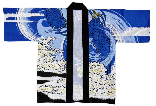 画像4: お祭り法被:半纏帯別売【雲龍】青・赤 (4)