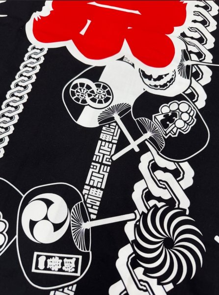 画像4: お祭り長法被・半纏帯別売　吉原つなぎ・うちわ　黒 (4)