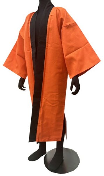 画像1: お祭り無地ロング法被・半纏帯別売　オレンジ (赤系) (1)