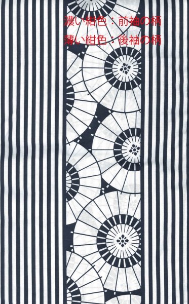 画像2: 【男女同柄】反物・仕立て上がり お揃い浴衣 男仕立M寸・男仕立L寸・女仕立【縞・蛇の目(和傘)】 (2)