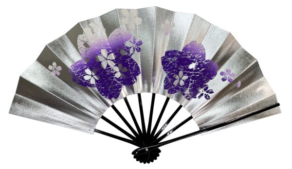 画像3: 舞扇 黒塗骨 9寸5分(約28.8cm) 桜 扇子箱なし (3)