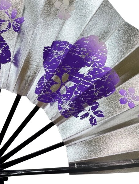 画像4: 舞扇 黒塗骨 9寸5分(約28.8cm) 桜 扇子箱なし (4)