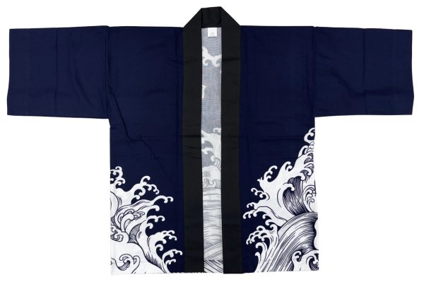 画像6: お祭り法被：半纏帯別売【荒波と千鳥】青・濃紺・紫　s9291 s9292 s9293 (6)