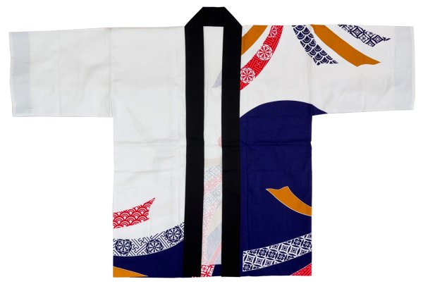 画像2: お祭り法被 【束ね熨斗】 紺・白 (2)