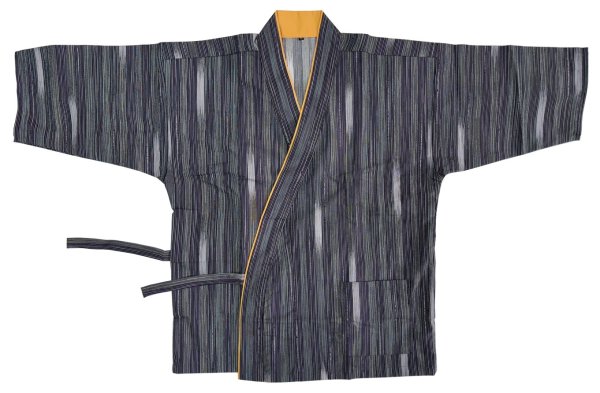 画像5: 作務衣・上着【絣柄・黒】M・L・LL・3L寸 (5)