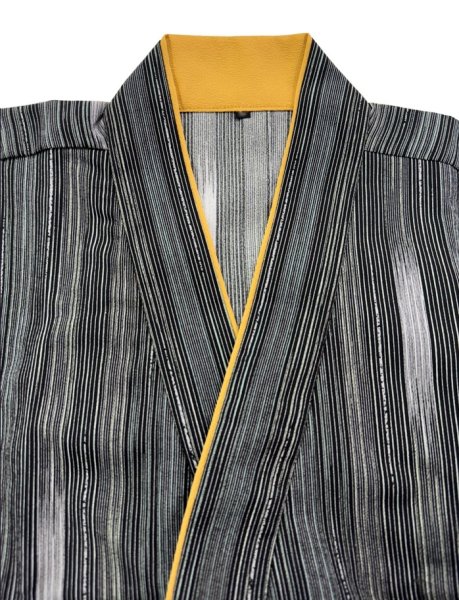 画像8: 作務衣・上着【絣柄・黒】M・L・LL・3L寸 (8)