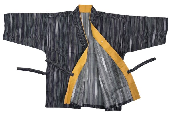 画像6: 作務衣・上着【絣柄・黒】M・L・LL・3L寸 (6)