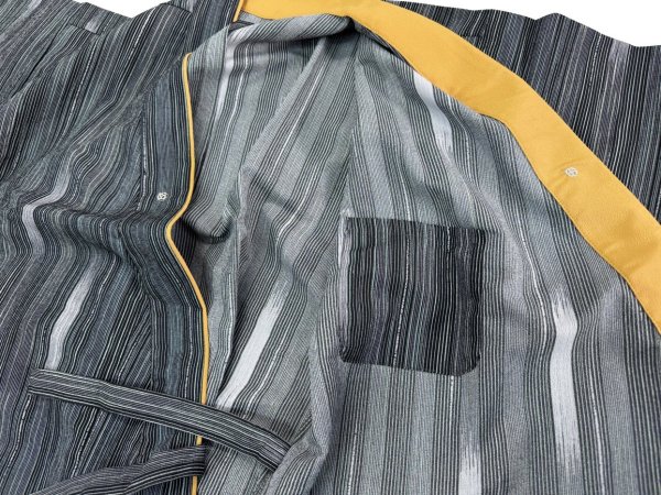 画像7: 作務衣・上着【絣柄・黒】M・L・LL・3L寸 (7)