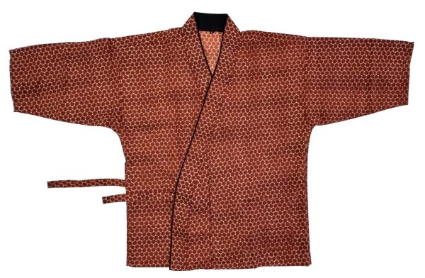 画像4: 本手染め作務衣・上着【七宝・エンジ】M・L・LL寸 (4)