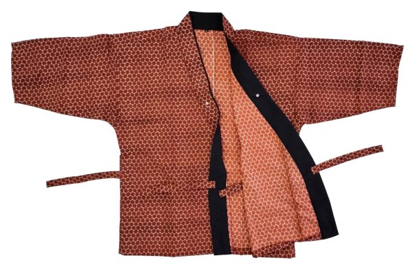 画像5: 本手染め作務衣・上着【七宝・エンジ】M・L・LL寸 (5)