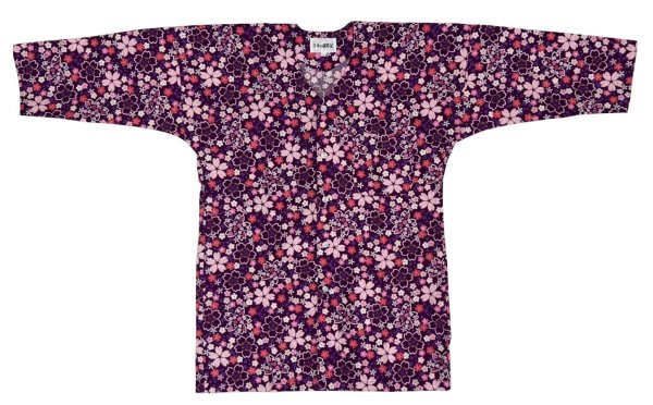 画像2: 鯉口シャツ　【紫地に桜・黒地に桜】　Ｓ・Ｍ・Ｌ・ＬＬ・３Ｌ寸 青系 赤系 黒系 (2)