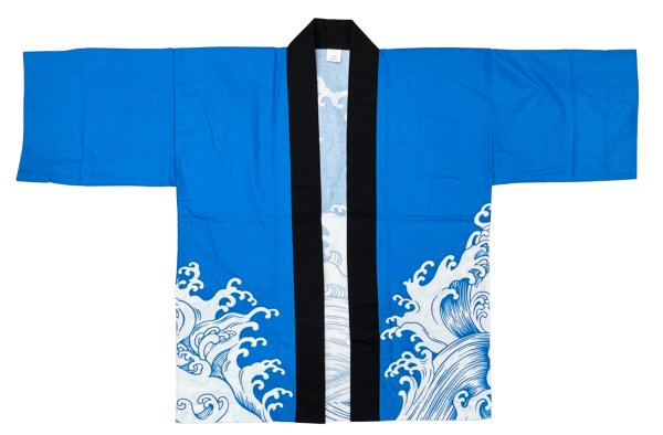 画像3: お祭り法被：半纏帯別売【荒波と千鳥】青・濃紺・紫　s9291 s9292 s9293 (3)