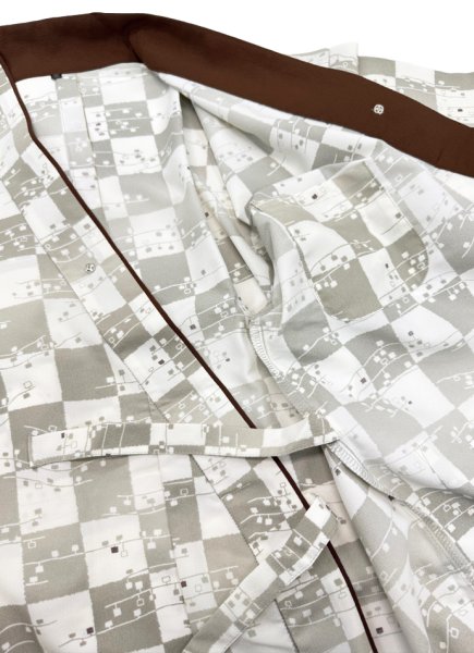 画像7: 作務衣・上着【市松和モダン・茶】Ｍ・Ｌ・ＬＬ・３Ｌ寸 (7)