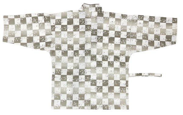 画像8: 作務衣・上着【市松和モダン・茶】Ｍ・Ｌ・ＬＬ・３Ｌ寸 (8)