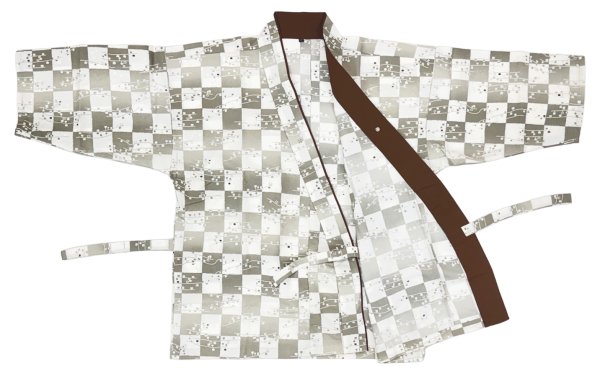 画像6: 作務衣・上着【市松和モダン・茶】Ｍ・Ｌ・ＬＬ・３Ｌ寸 (6)