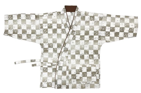 画像5: 作務衣・上着【市松和モダン・茶】Ｍ・Ｌ・ＬＬ・３Ｌ寸 (5)