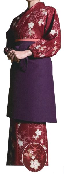 画像5: 茶衣着上下セット（スカートタイプ）【桜と麻の葉】Ｍ・Ｌ寸 (5)