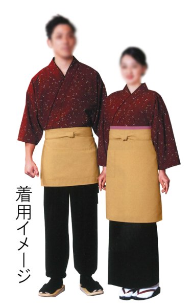 画像4: 本手染め作務衣・上着【箔模様・エンジ】Ｍ・Ｌ・ＬＬ・３Ｌ寸 (4)