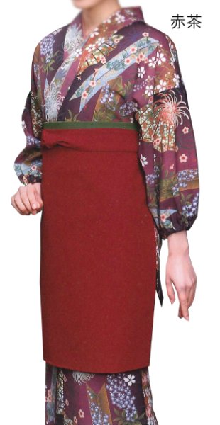 画像4: 茶衣着上下セット（スカートタイプ）【扇矢絣四季花小紋】Ｍ・Ｌ寸 (4)
