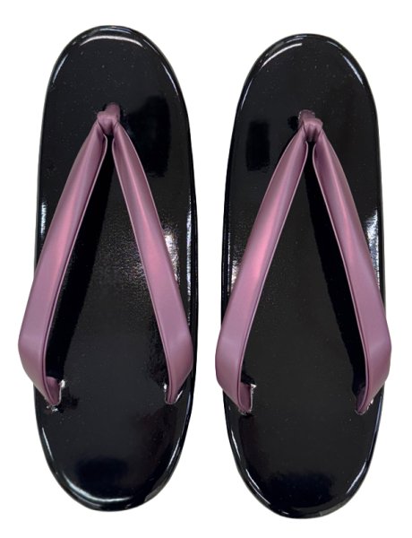 画像1: 【耐水草履（ウレタン底）】黒台にパープル　Ｍ・Ｌ寸 (1)