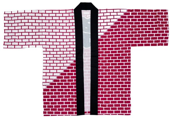 画像4: お祭り法被：半纏帯別売【レンガに祭】白赤・白黒 (4)