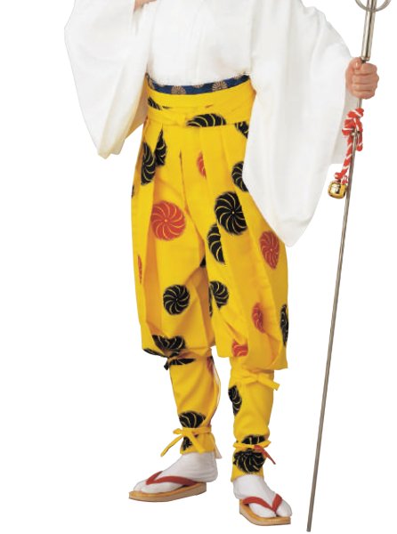 画像1: たっつけ袴（腰板付）　獅子毛・三つ巴　Ｍ・Ｌ寸　手古舞 和太鼓 獅子舞 (1)