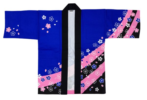 画像3: お祭り法被：半纏帯別売【桜】青 (3)