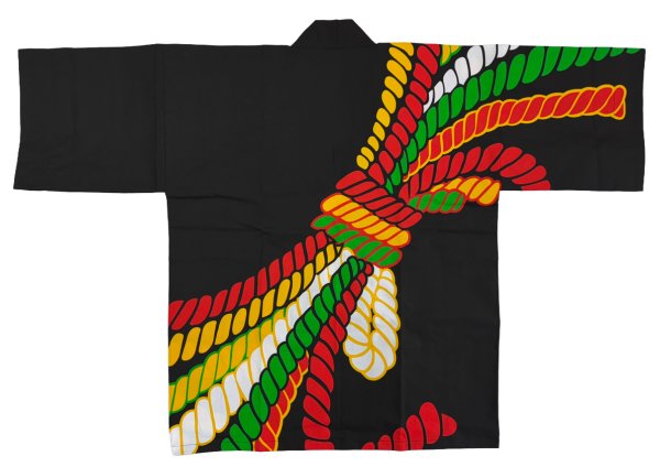 画像3: お祭り法被：半纏帯別売【束ね綱】黒・赤 (3)