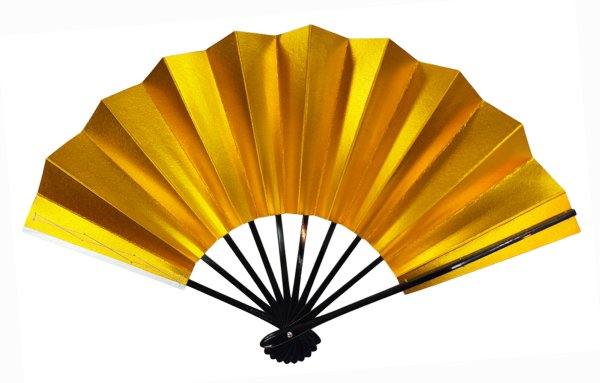 画像3: 舞扇　金銀　黒塗骨　９寸５分（約２８.８ｃｍ）扇子箱なし (3)