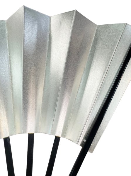 画像6: 舞扇　金銀　黒塗骨　９寸５分（約２８.８ｃｍ）扇子箱なし (6)