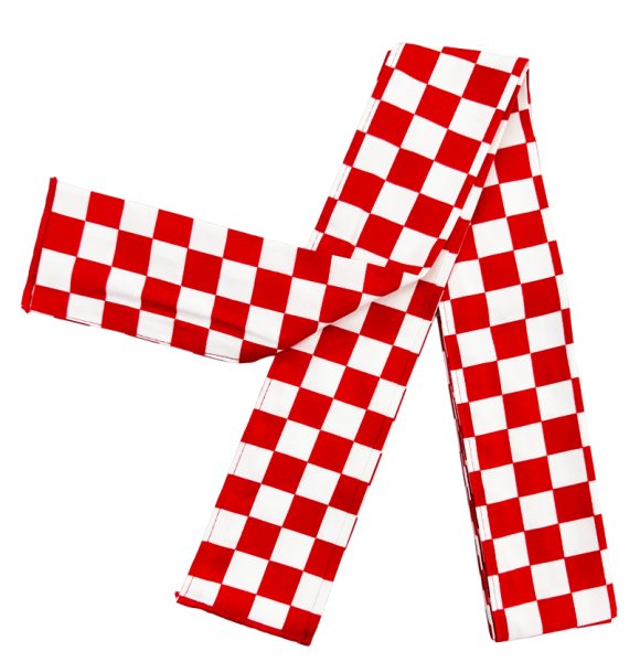 画像4: 半纏帯（芯なし）　【市松】　紺白・赤白　巾約７ｃｍ・長さ約２６０ｃｍ (4)