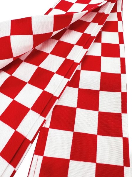 画像5: 半纏帯（芯なし）　【市松】　紺白・赤白　巾約７ｃｍ・長さ約２６０ｃｍ (5)