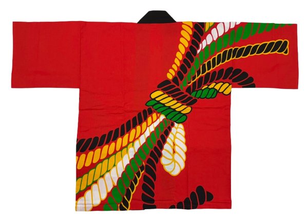 画像7: お祭り法被：半纏帯別売【束ね綱】黒・赤 (7)