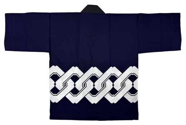 画像2: お祭り法被：半纏帯別売【吉原つなぎ】濃紺 (青系) (2)