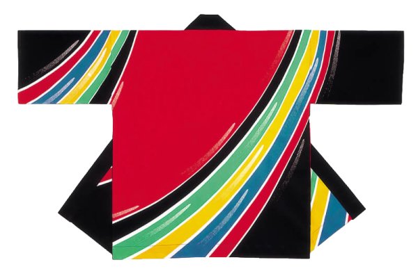 画像1: お祭り法被：半纏帯別売【五色（ごしき）】赤 (1)