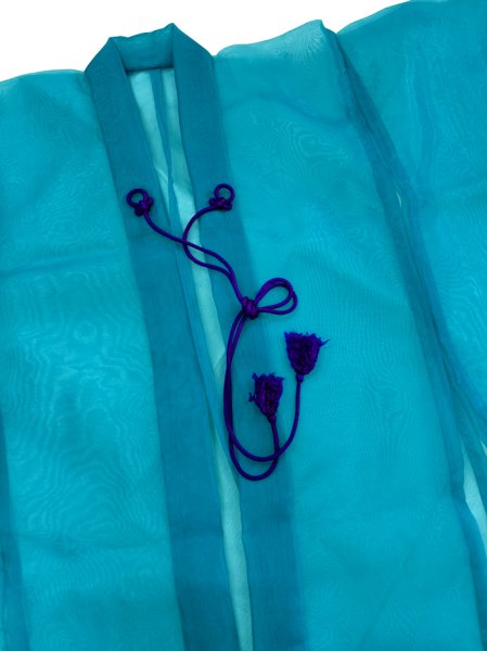 画像2: ナイロン紗上衣【素袍（すおう）風踊り衣裳】ブルー (2)