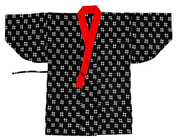 画像3: 【茶摘み衣裳（衽付長半纏）】井桁 (3)