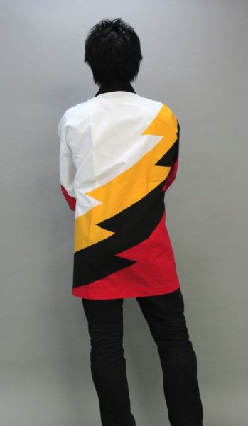 画像3: 法被：【斬新な稲妻】オレンジ (赤系)和太鼓にも人気のデザインです。 (3)