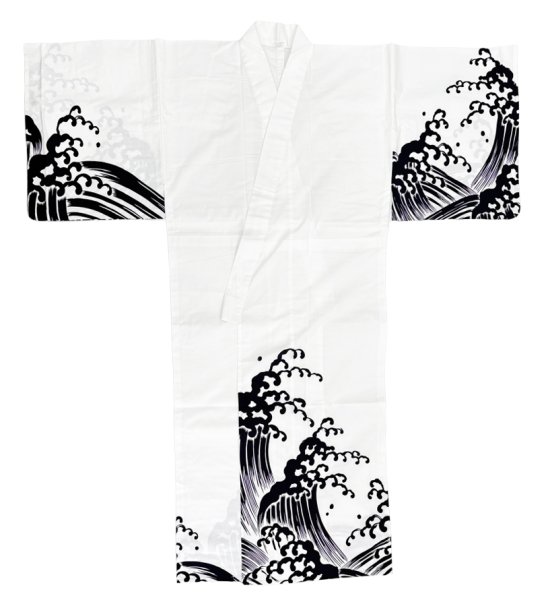 画像4: 【男仕立】イベント用仕立て上がり絵羽浴衣　M・Ｌ寸【荒波】紺色 (4)