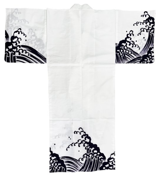 画像5: 【男仕立】イベント用仕立て上がり絵羽浴衣　M・Ｌ寸【荒波】紺色 (5)