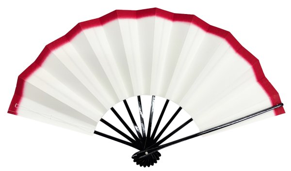 画像1: 舞扇　白天紅　黒塗骨　９寸５分（約２８.８ｃｍ）扇子箱なし (1)