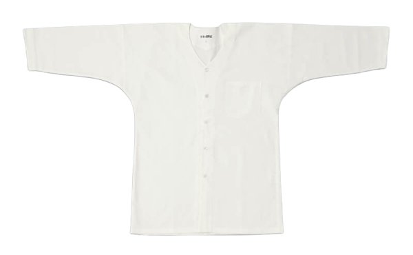 画像1: ストレッチ鯉口シャツ【白 無地】 Ｓ・Ｍ・Ｌ・ＬＬ・３Ｌ寸　大人用 男性女性兼用 (1)