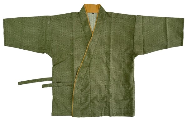 画像5: 作務衣・上着【麻の葉・抹茶】Ｍ・Ｌ寸 (5)